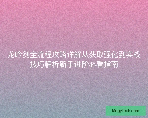 龙吟剑全流程攻略详解从获取强化到实战技巧解析新手进阶必看指南